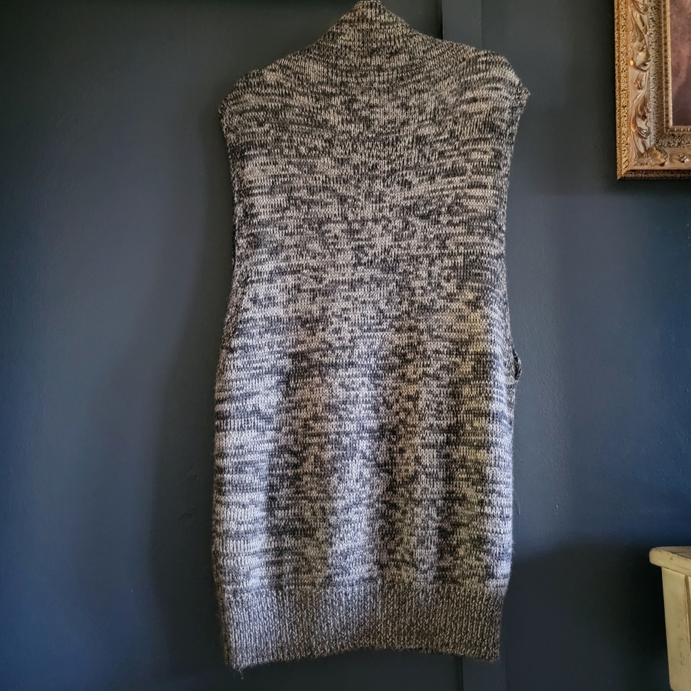 Poles Alpaca Silk Long Cable Knit Mock High Neck Tunic Sweater Vest Large - Picture 8 of 13
